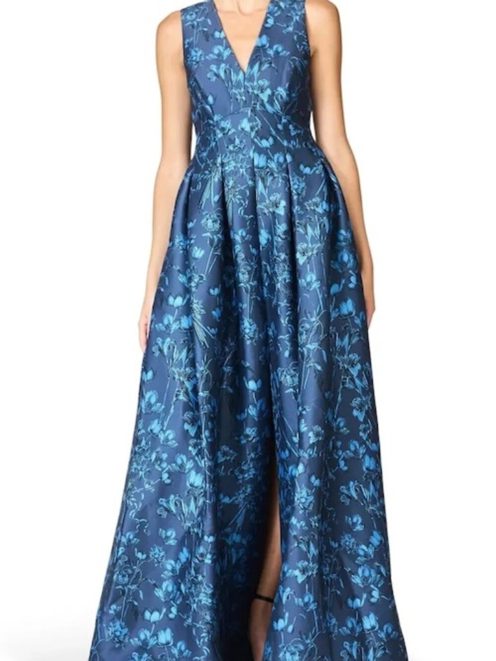 Sachin & Babi Blue Brooke Floral Mikado Ballgown